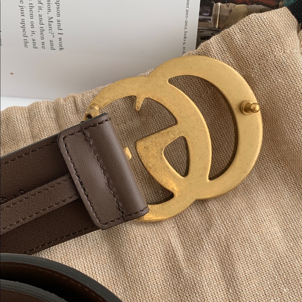 🔥♥️🔥 AUTHENTIC GUCCI GG BELT WITH DOUBLE G BUCKLE, $556 USD Retail - Picture 7 of 9